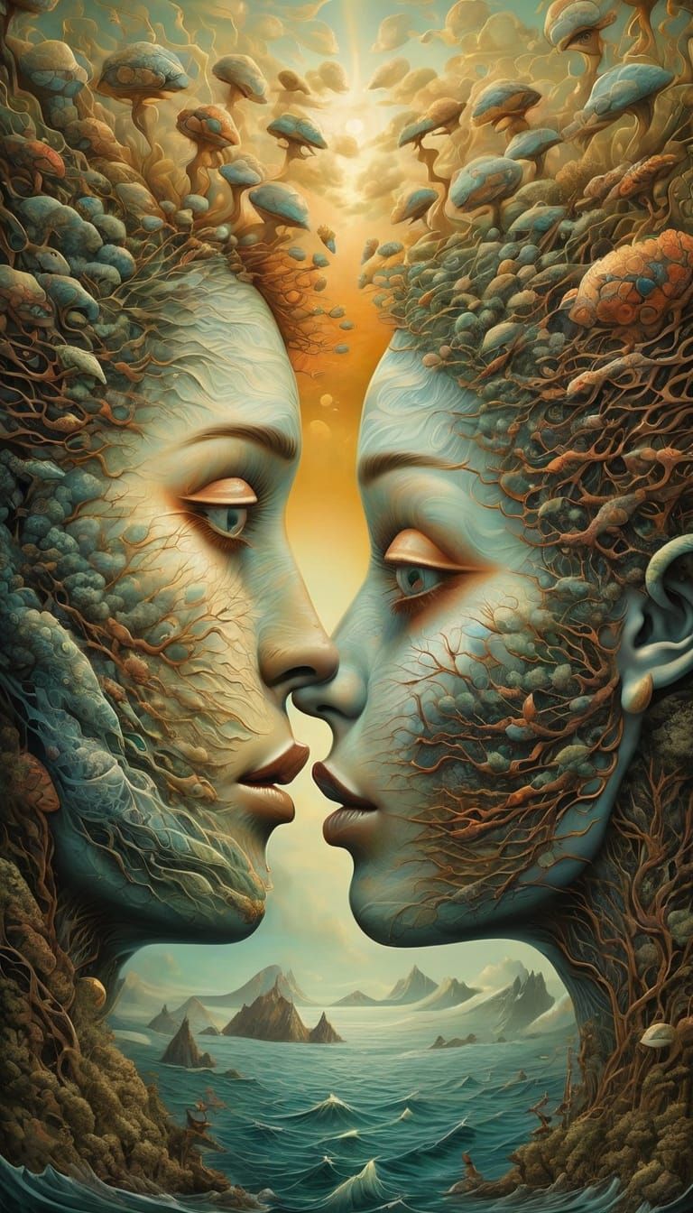 Surreal Androgynes Dancing in a Metaphorical Seascape