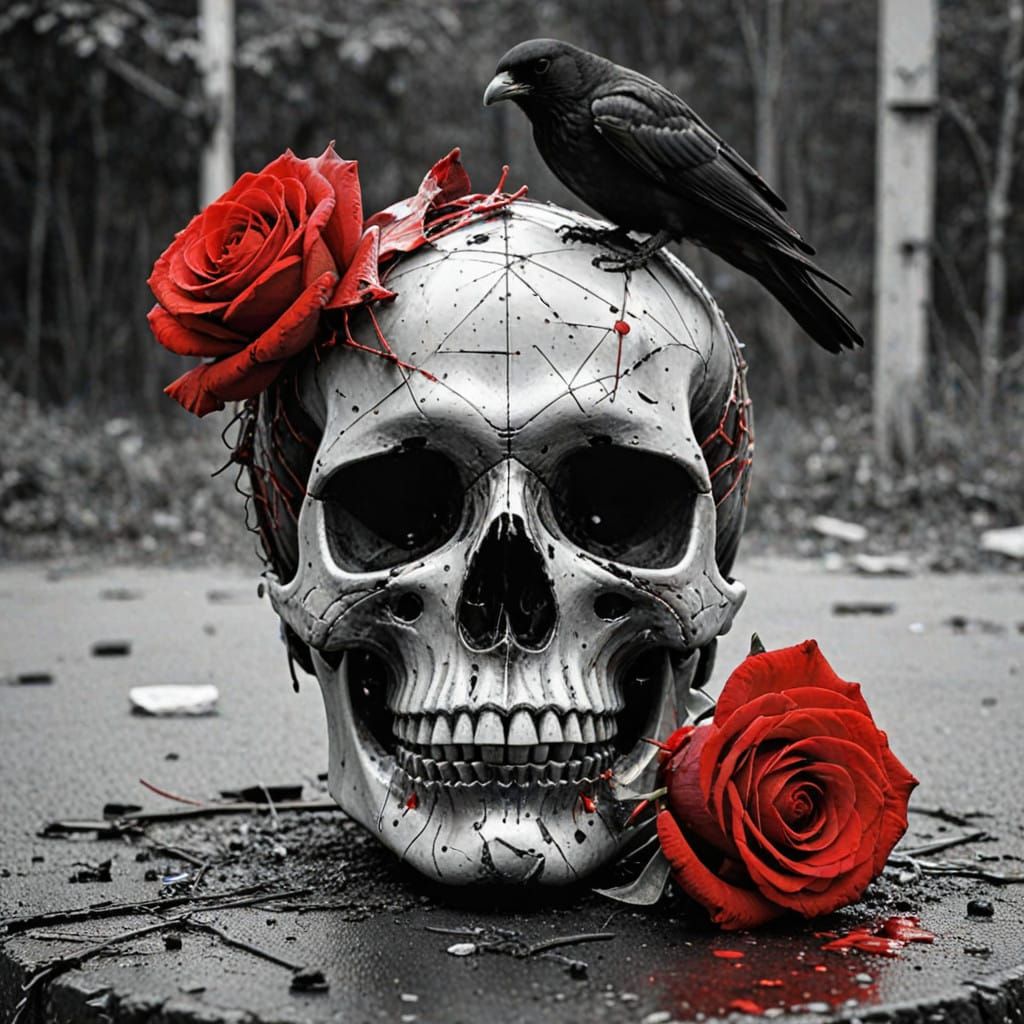 Dark Surreal Double Portrait in Red and Black