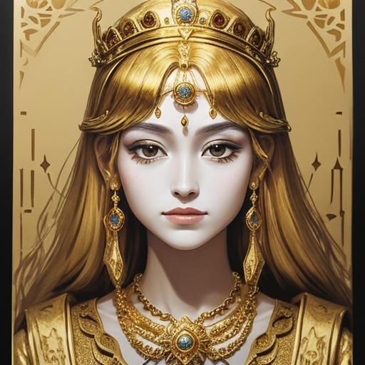 Golden Ink Portrait of a Goddess