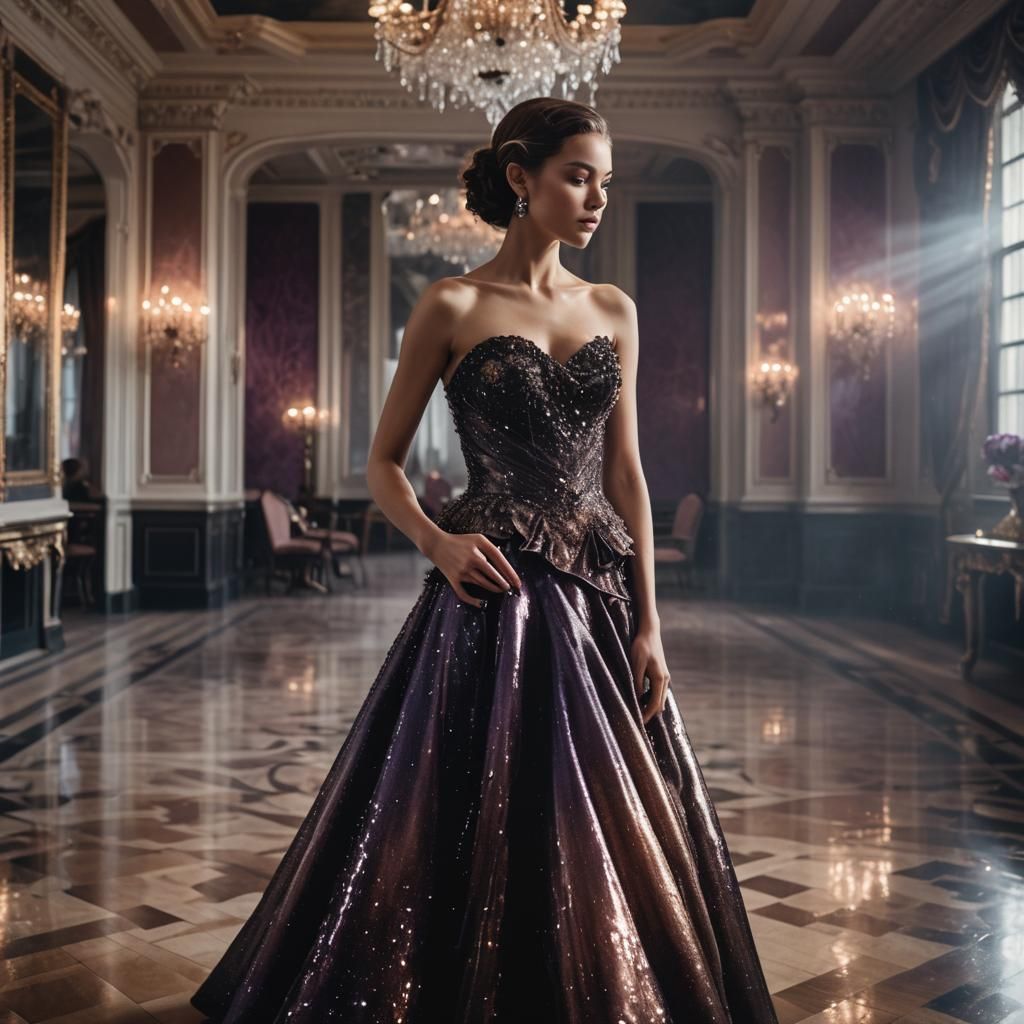 High-Fashion Ballroom Portrait in Vogue Style