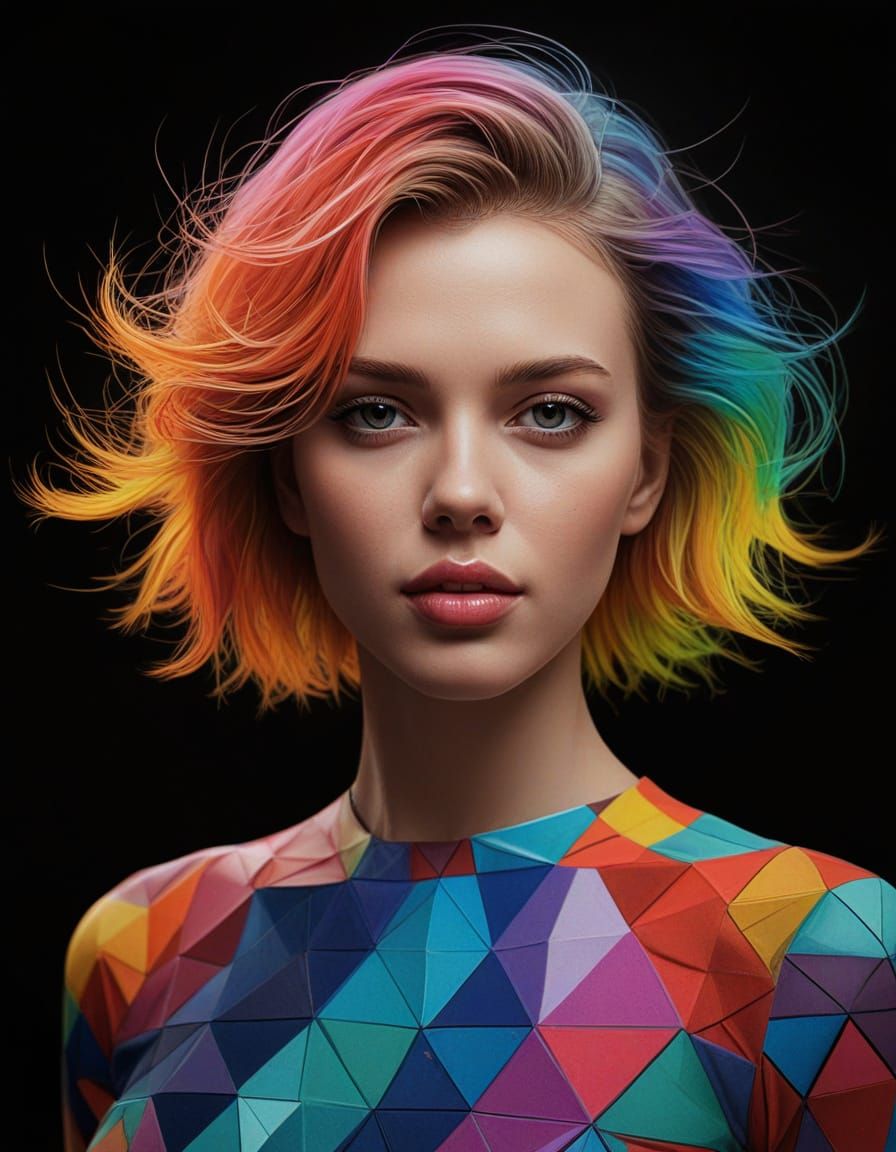 Vibrant Gradient Portrait in Cosmic Style