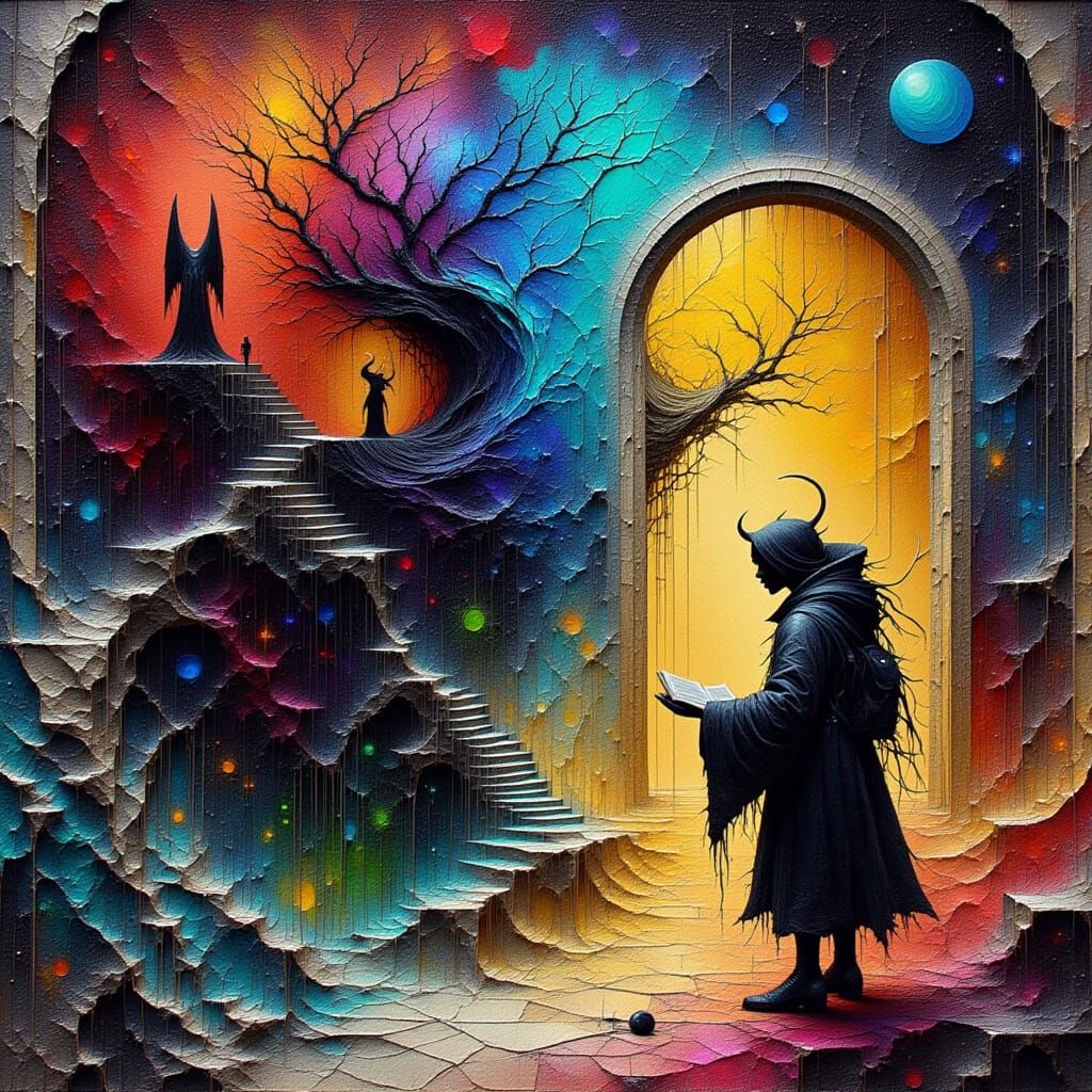 Surreal Entities in Escher-Inspired Dreamscape