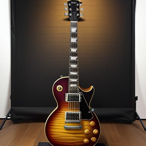 Gibson Les Paul Guitar in Oil Painting Style