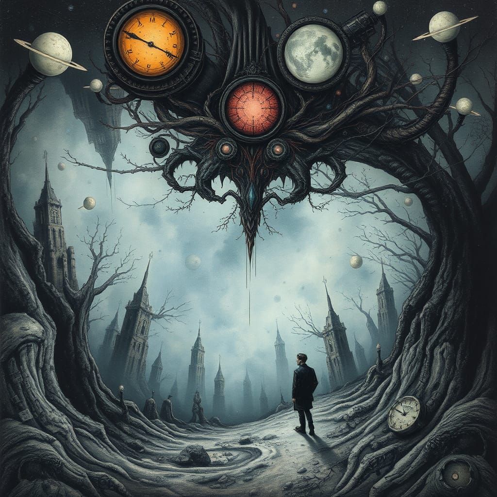 Surreal Dreamscape of Truth and Lies in Alcohol Ink