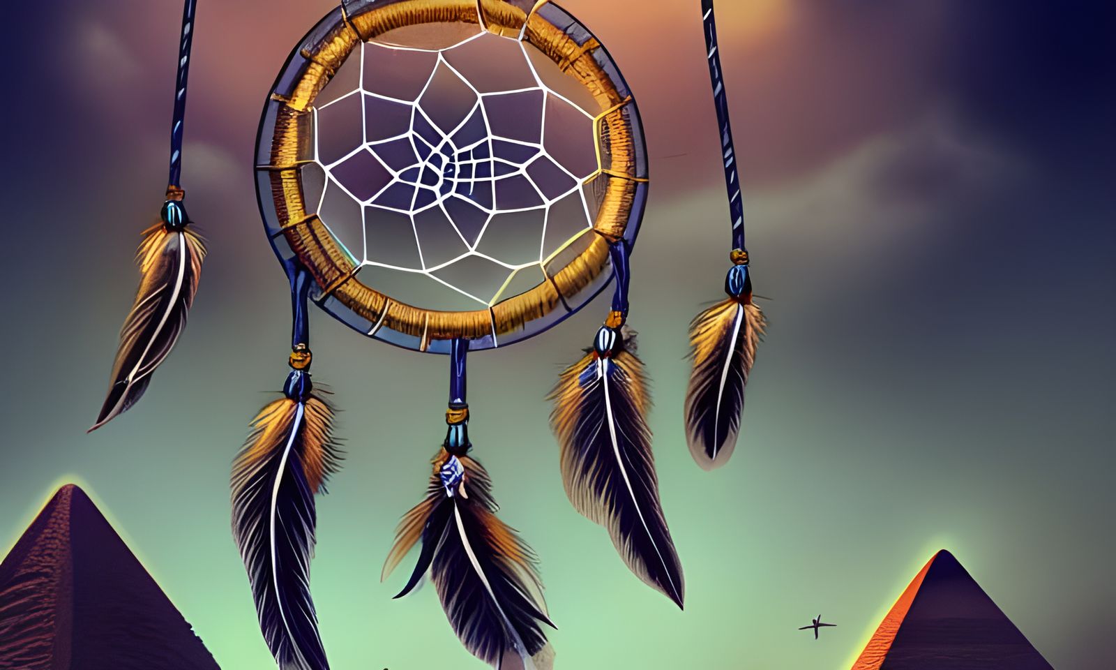 Dream Catcher Over Pyramids of Giza: Digital Art