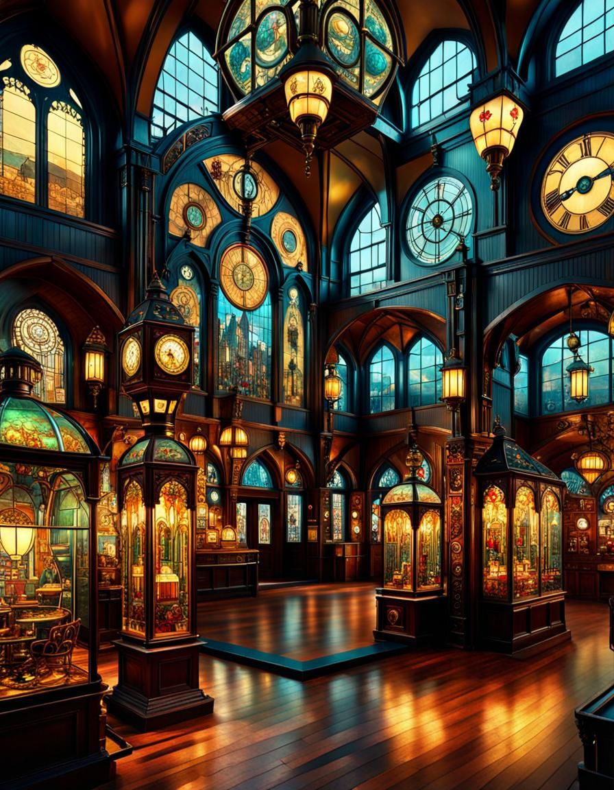 Steampunk Tiffany Lamp Shop in Art Deco Style