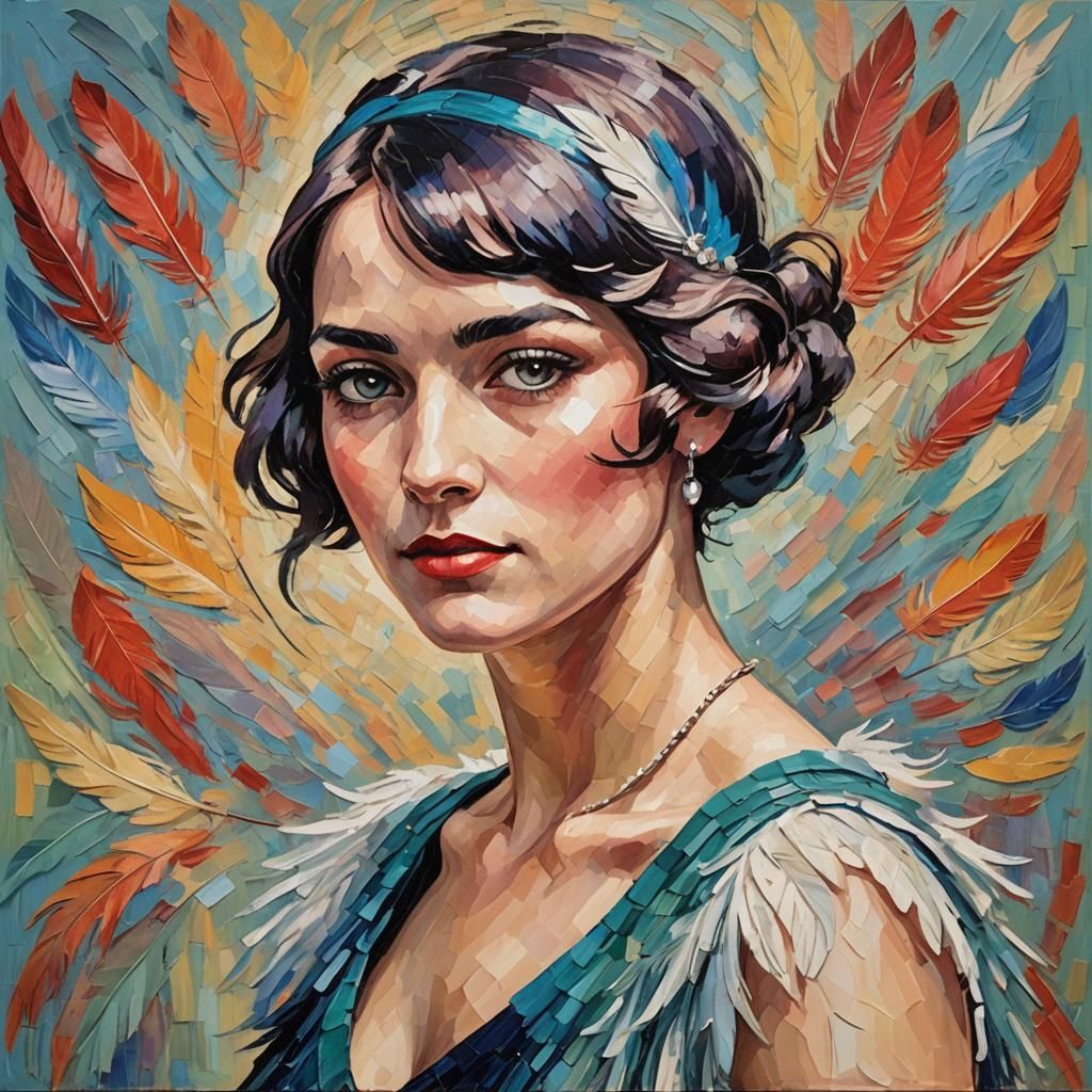 Flapper Girl Portrait in Expressionist Style