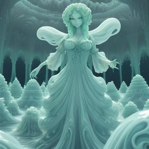 Volumetric Slime Fractal with Gelatinous Figures