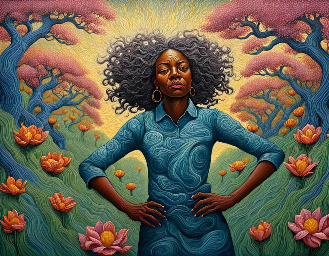 Dynamic African American Figure in Impasto Action Painting