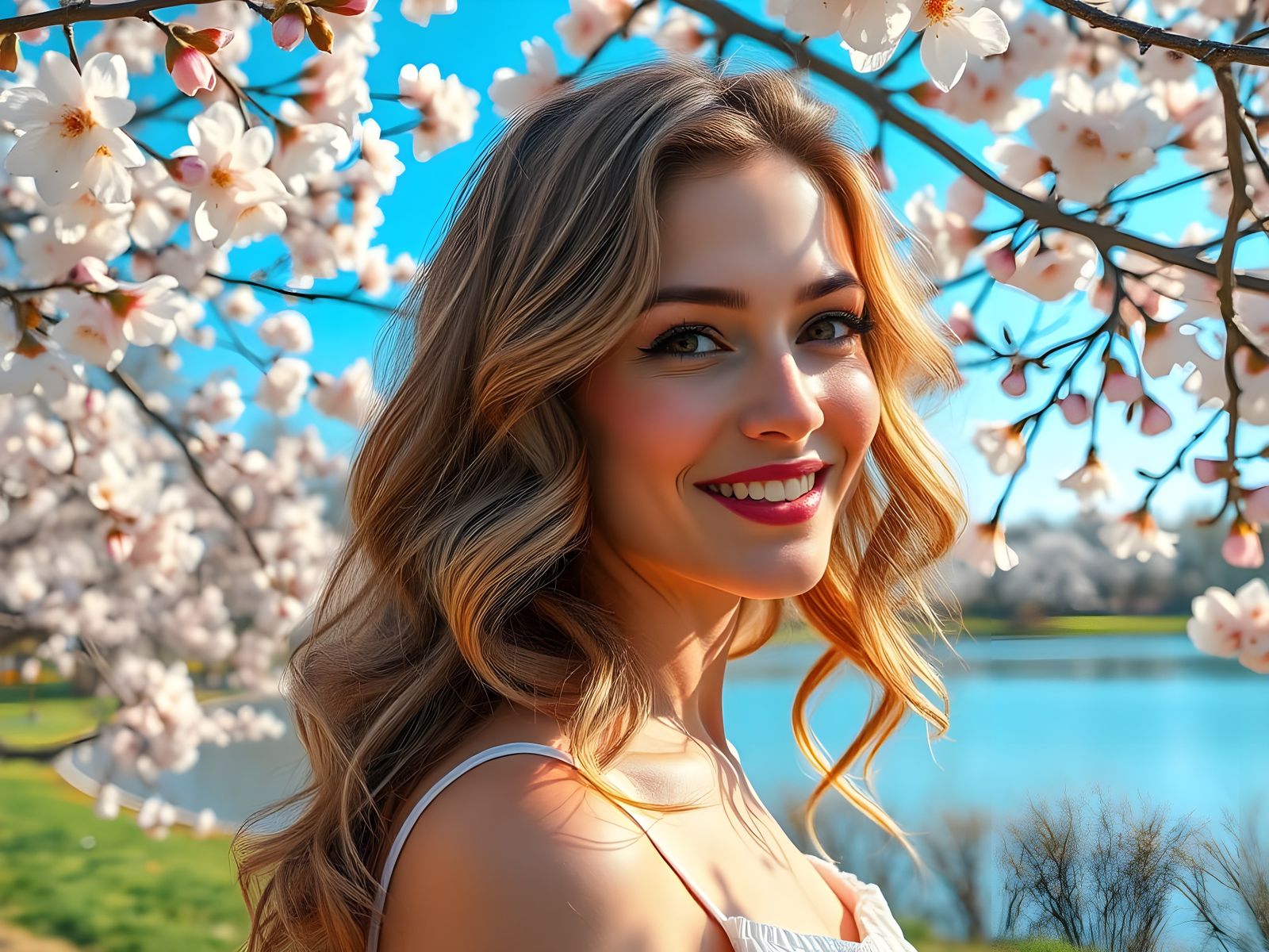 Surreal Spring Goddess Captured in Vibrant Hyperrealistic Ar...