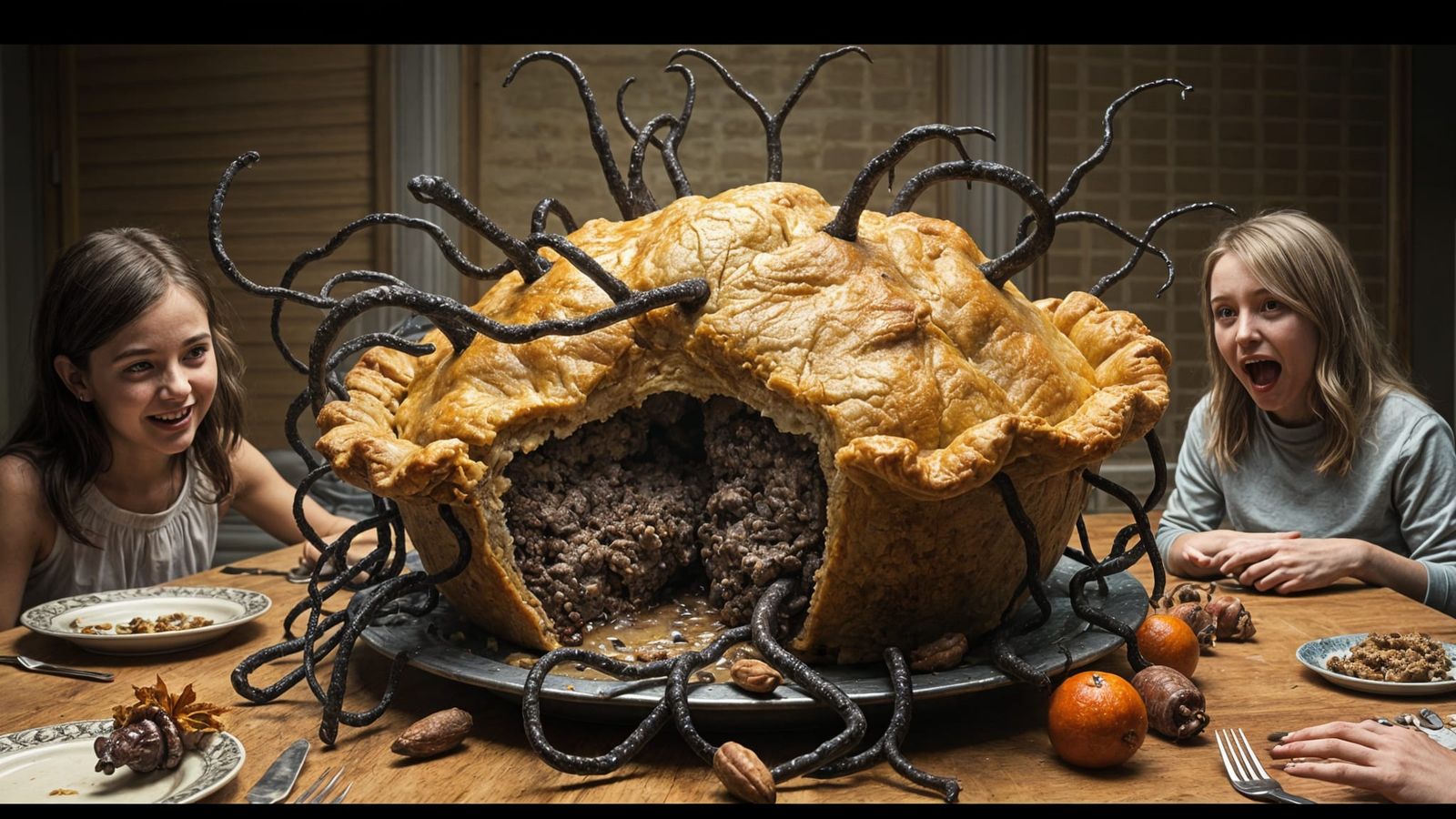 Nightmare Thanksgiving Pie Monster Crawling to Life