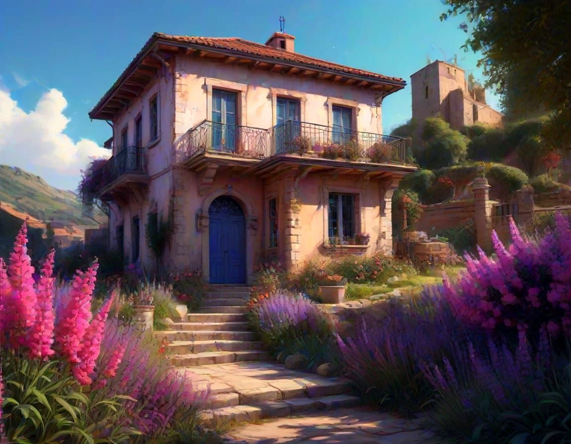 Mediterranean Villa Radiates Through Lavender Blooms and Pol...