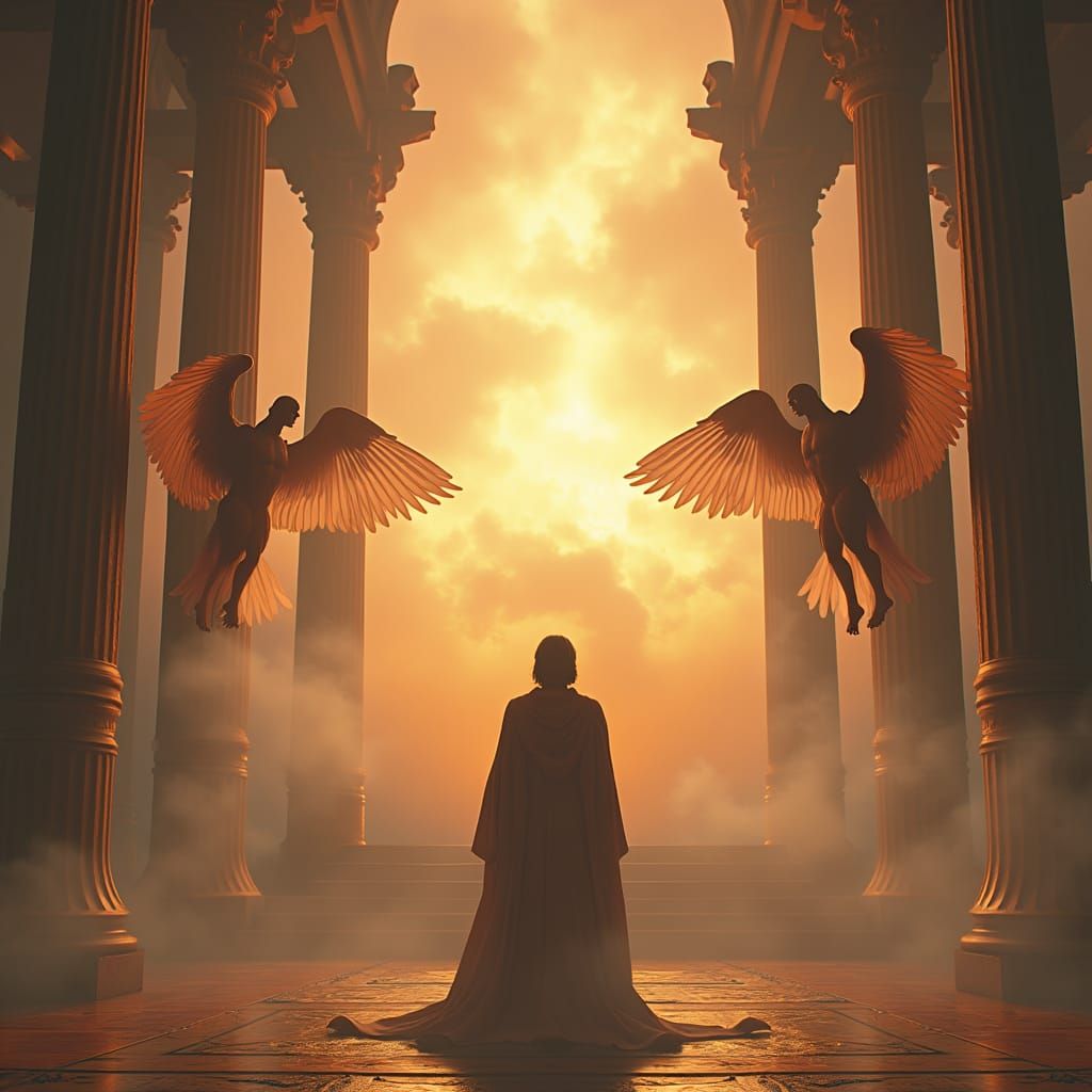 Isaiah's Divine Vision with Seraphim, Digital Art