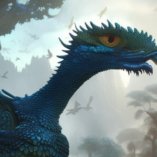 Detailed Cockatrice Matte Painting in Deep Color