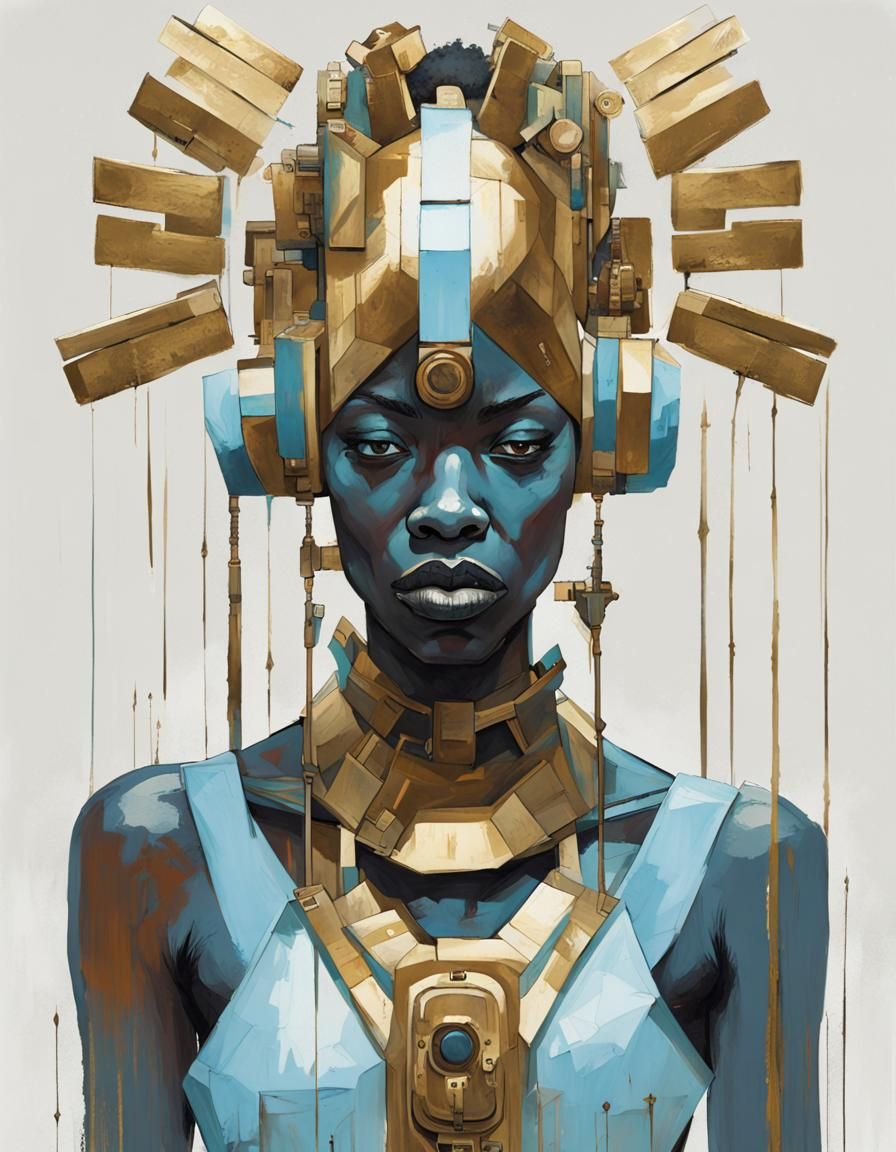 Cyberpunk African Futurism in Steelpunk Style