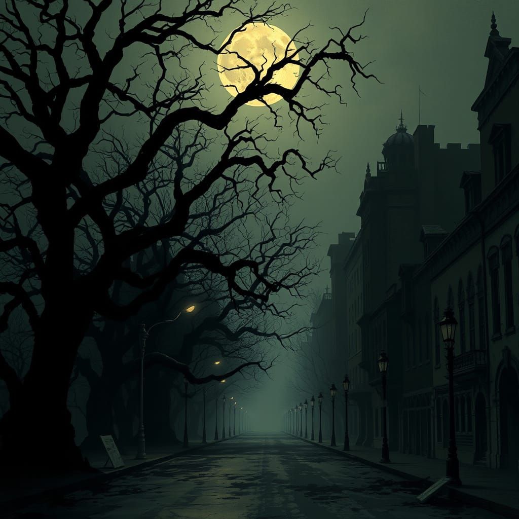 Gothic Horror Cityscape at Dusk