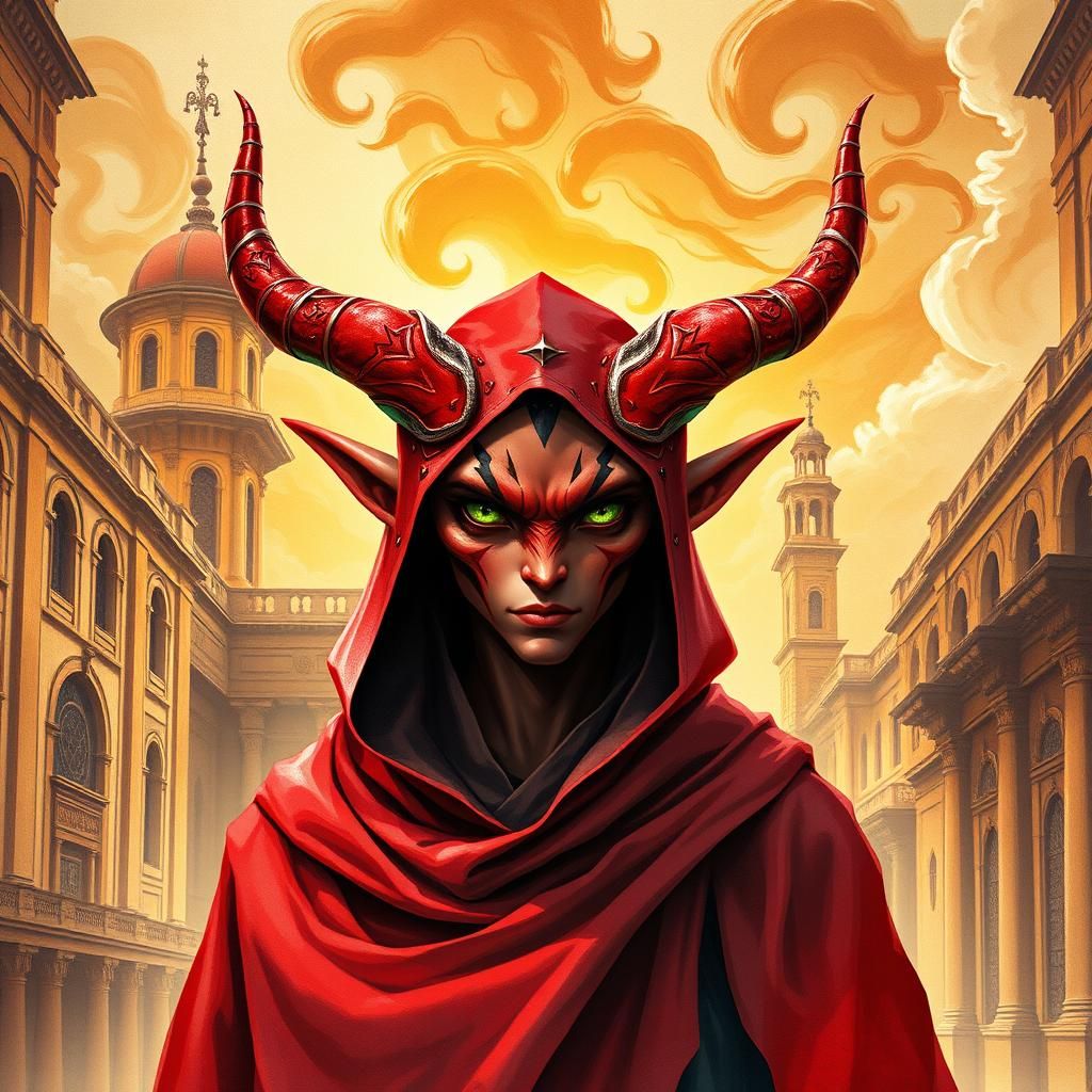 Tiefling in Renaissance Italy as Watercolour