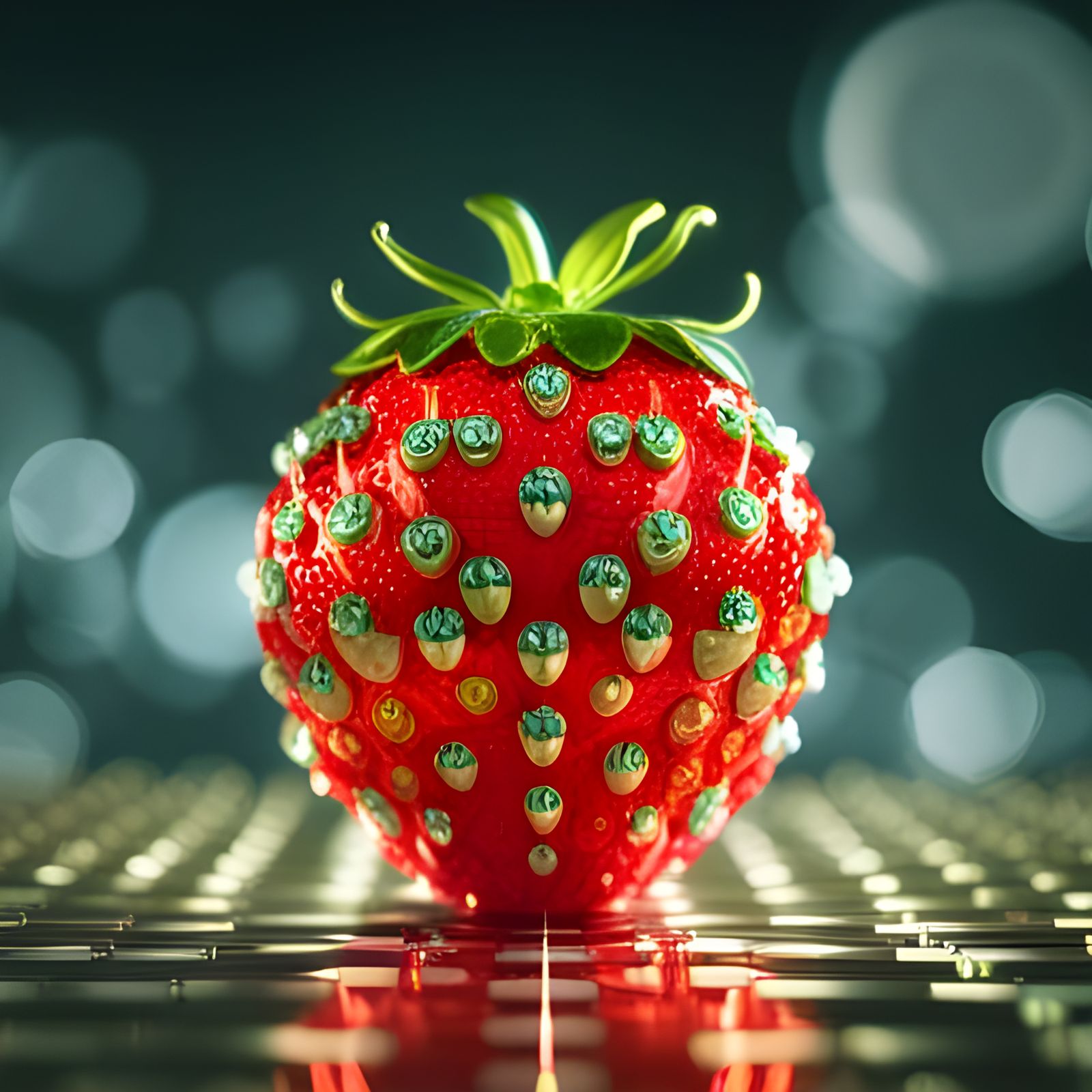 Crystal Strawberry in Fabergé Style with Bokeh