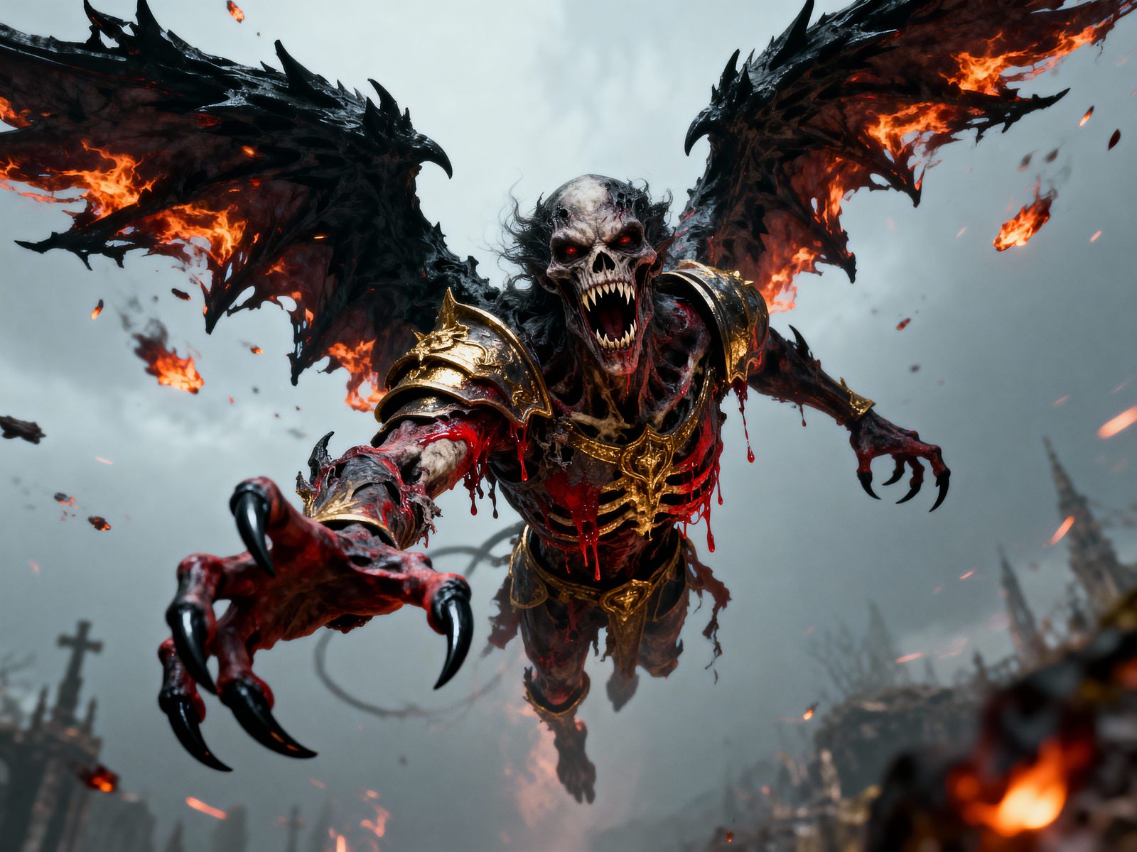 Terrifying Demon Angel in Sinister Motion