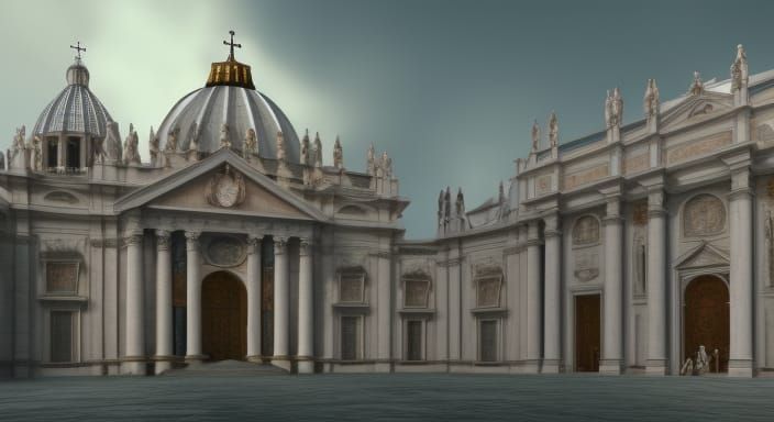 Vatican-Inspired Library with White Magic Architecture