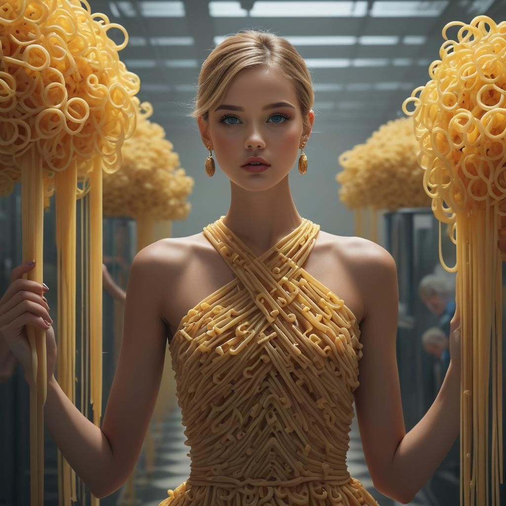 Innovative Macaroni Dress: Contemporary Fashion Design