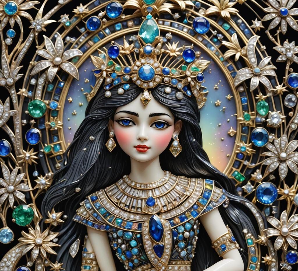 Egyptian Princess in Opulent Diamond Jewelry