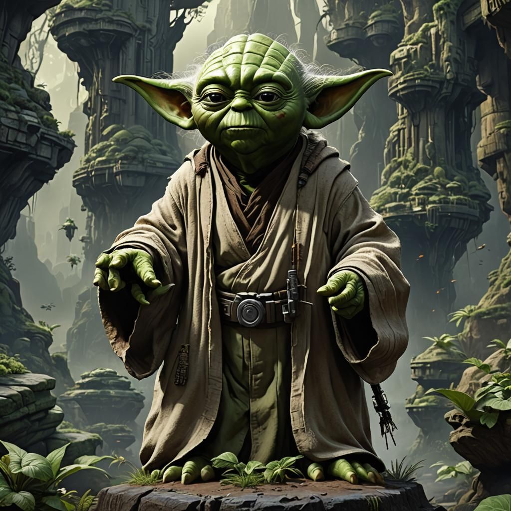 Detailed Matte Painting of Master Yoda