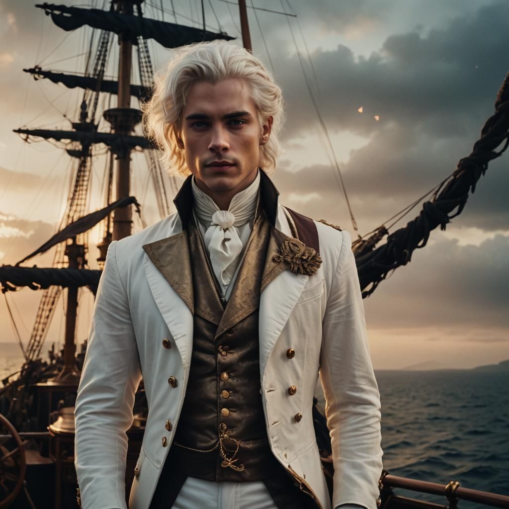 Victorian Prince Sails at Dusk in Artgerm Style