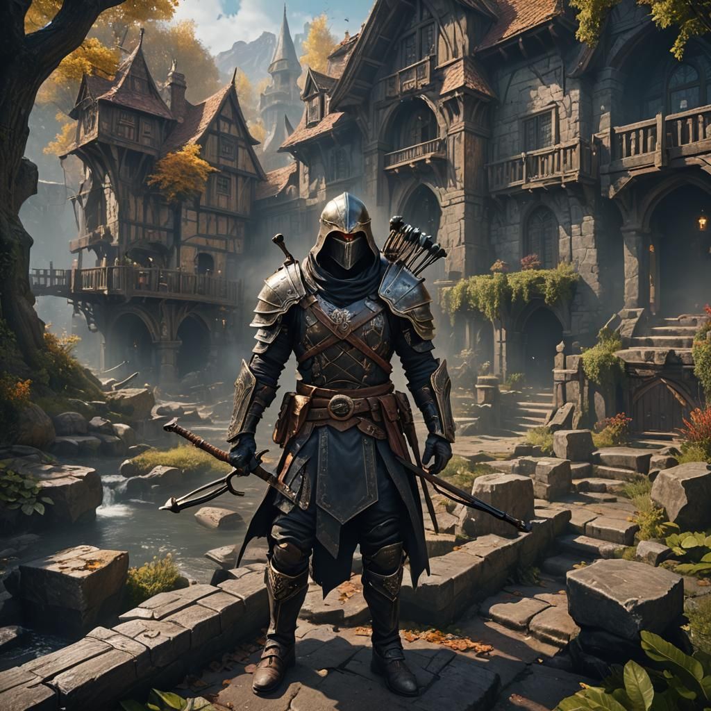 Dark Fantasy Bandit Captain with Magic Crossbow