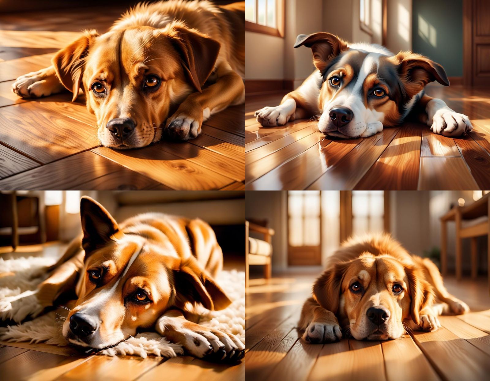 Dog Resting on Wood Floor