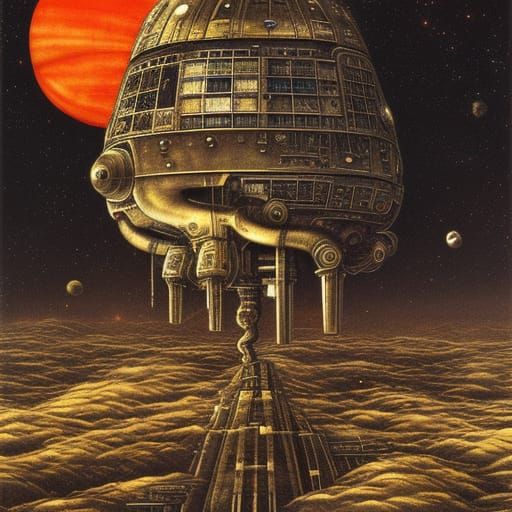 UFO Starship with Aliens Book Cover in Dark Sci-Fi Style