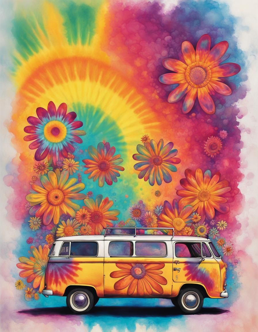 Psychedelic Flower Power in Retro Street Art