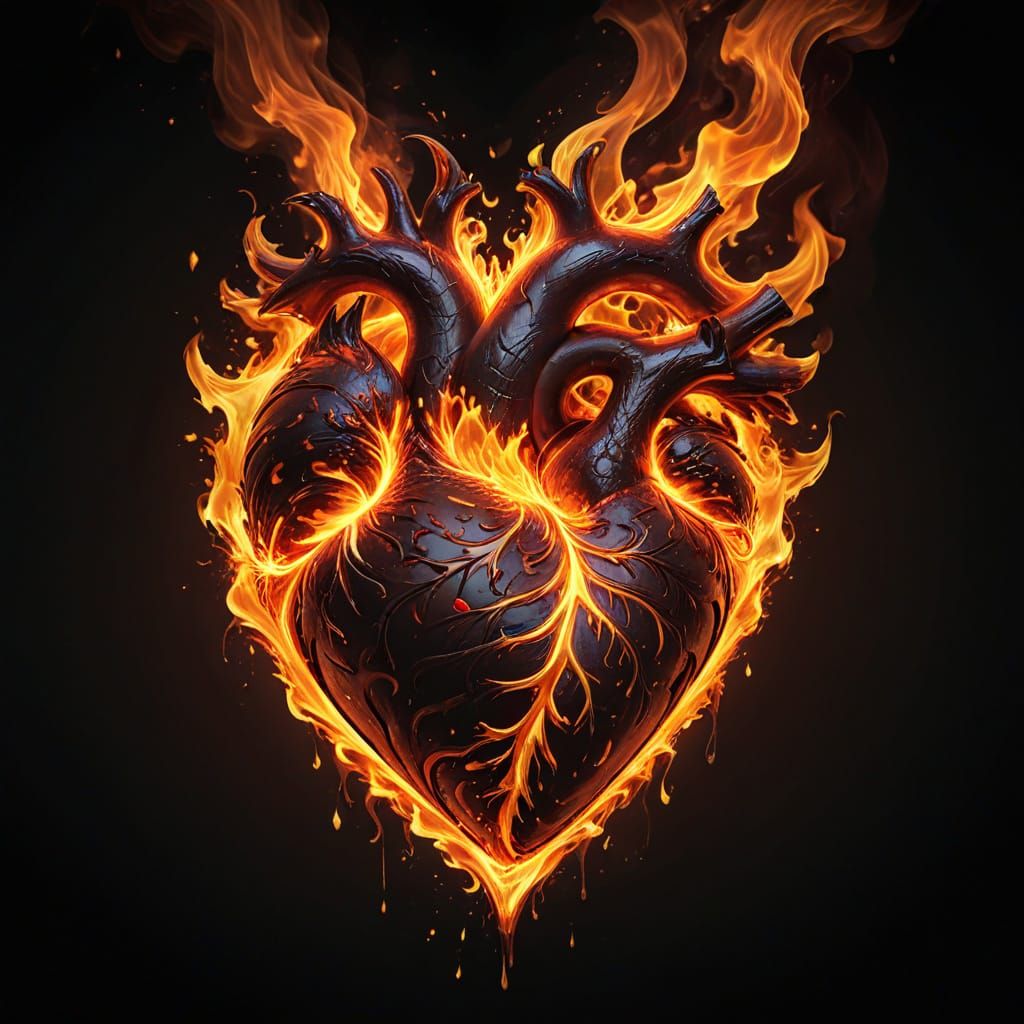 Fiery Heart: Abstract Illustration of Passion