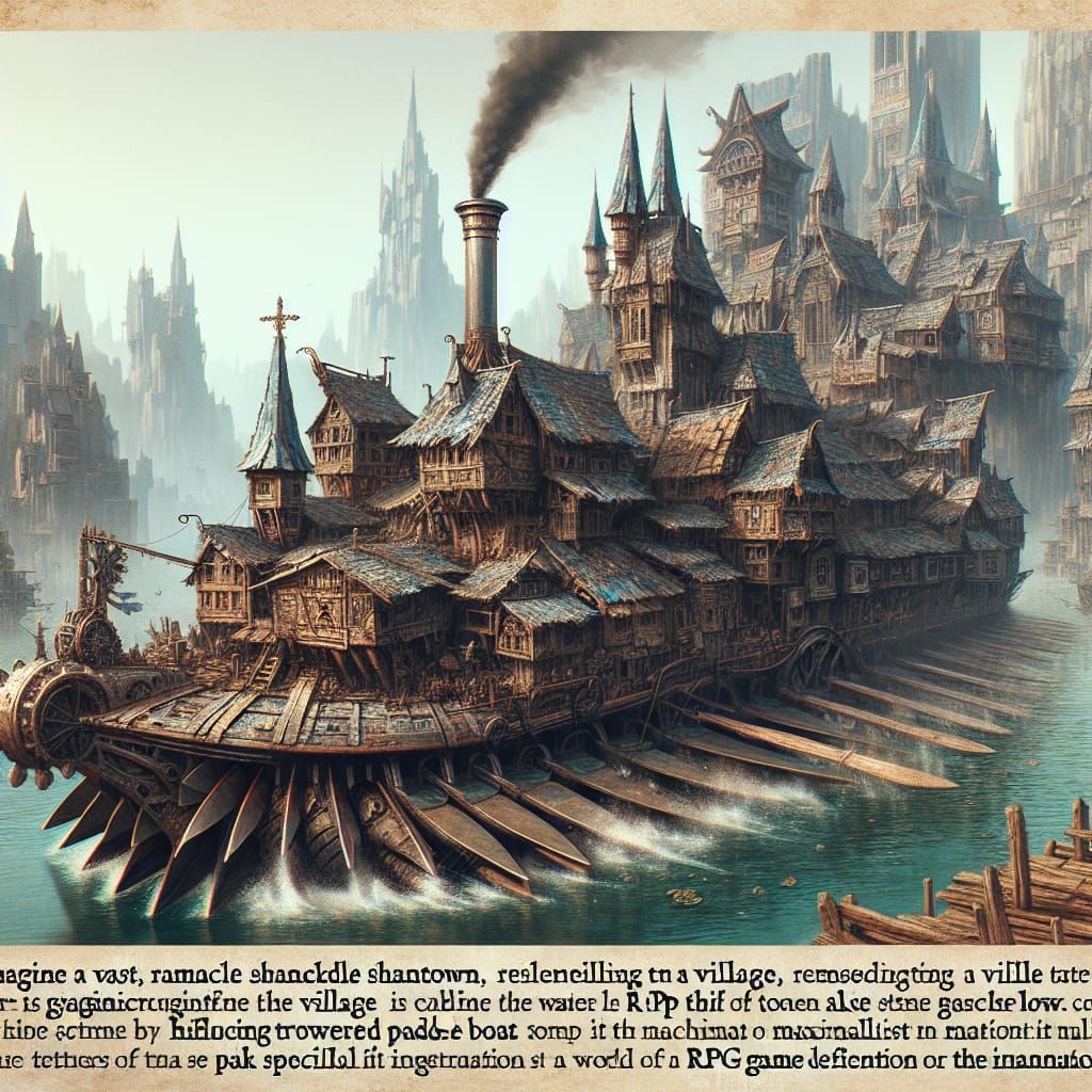 Medieval Fantasy Steamboat Shantytown