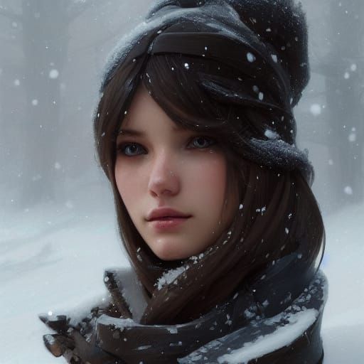 Detailed Snow Portrait in Digital Art Style