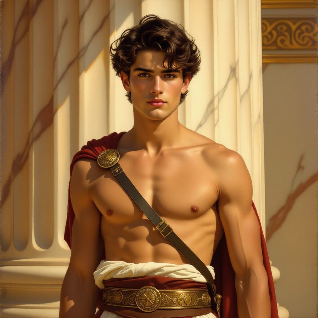 Ancient Greek Lad in Golden Hour Sunlight