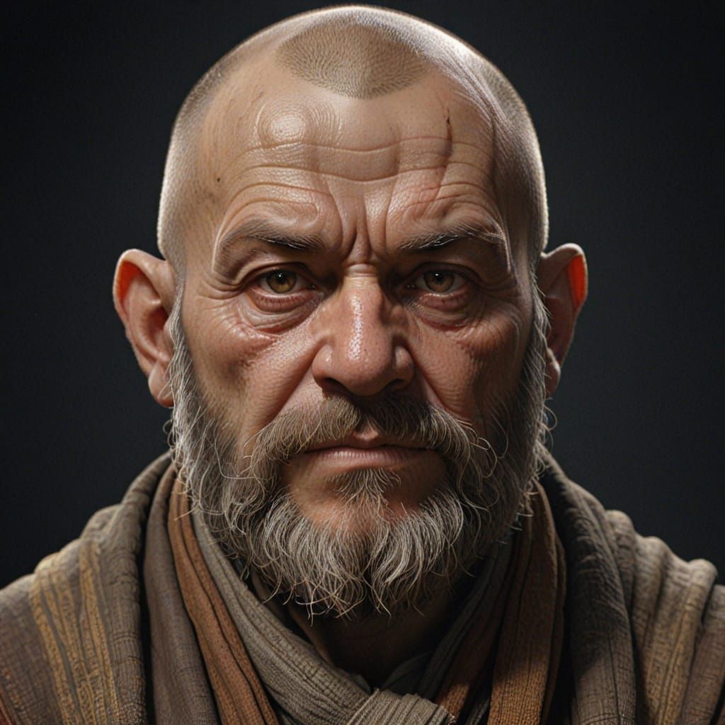 Gruff Dwarf Monk in Triadic Colors