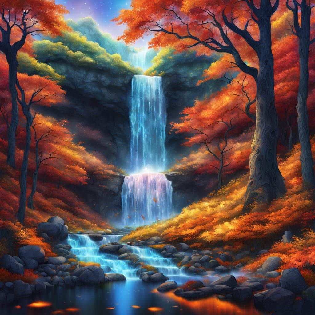 autumn waterfall in the forest 10