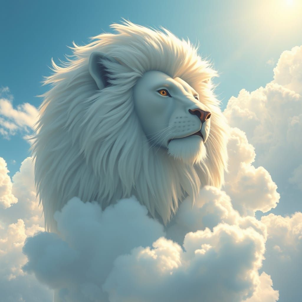 Cloud Lion in Dreamy Anime Style