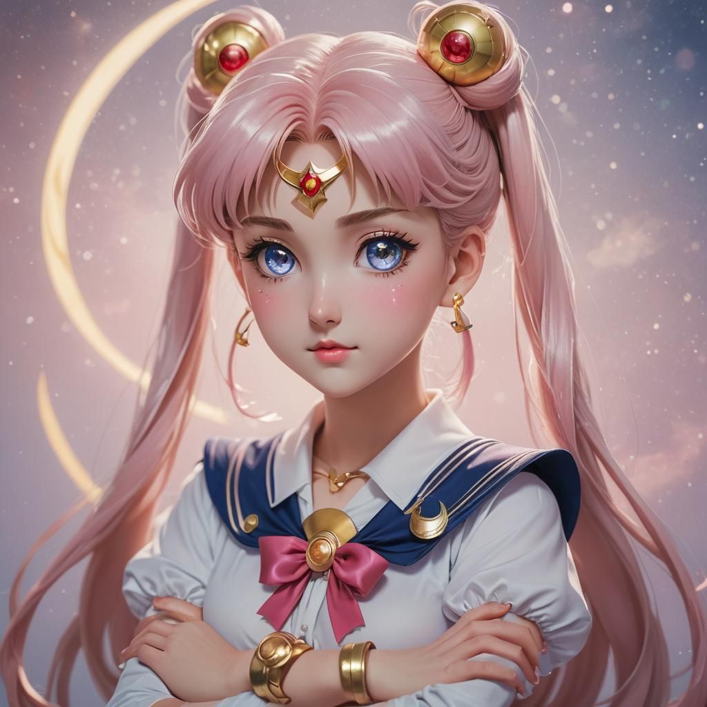 Sailor Moon Portrait in 80s Manga Style