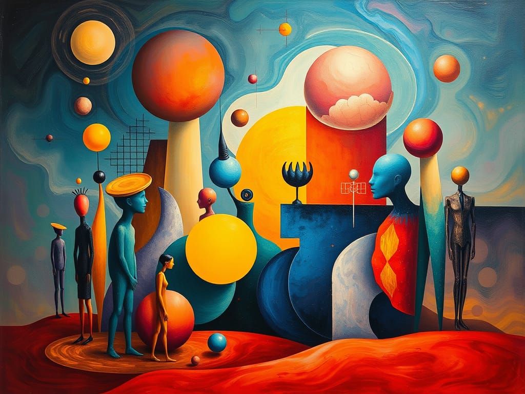 Surrealistic Metropolis Unfolds in Vibrant Abstraction