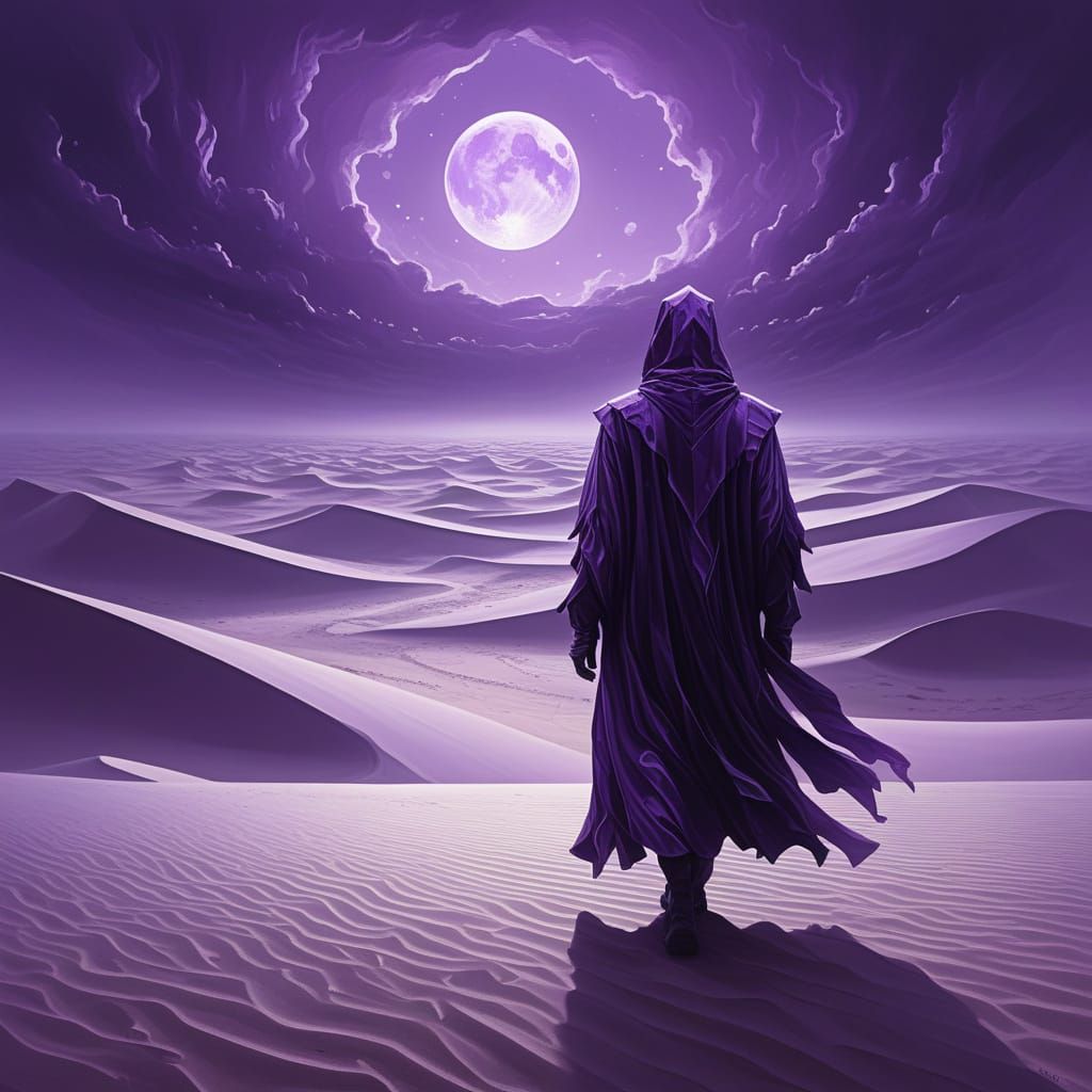 Amethyst Desert Wanderer in Dreamlike Surrealism