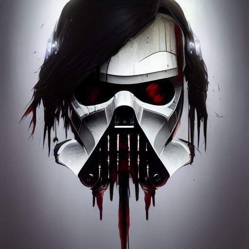 Zombie Darth Vader Portrait in Hyperdetailed Style