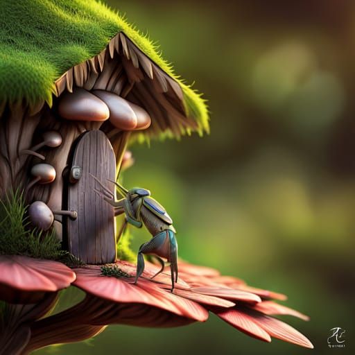 Cricket Knocks on Fairy Mushroom House Door