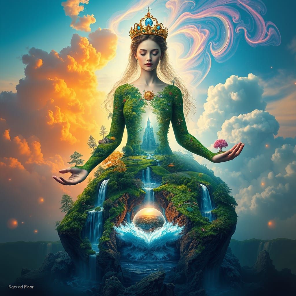 Ethereal Princess in Vibrant Fantasy Landscape