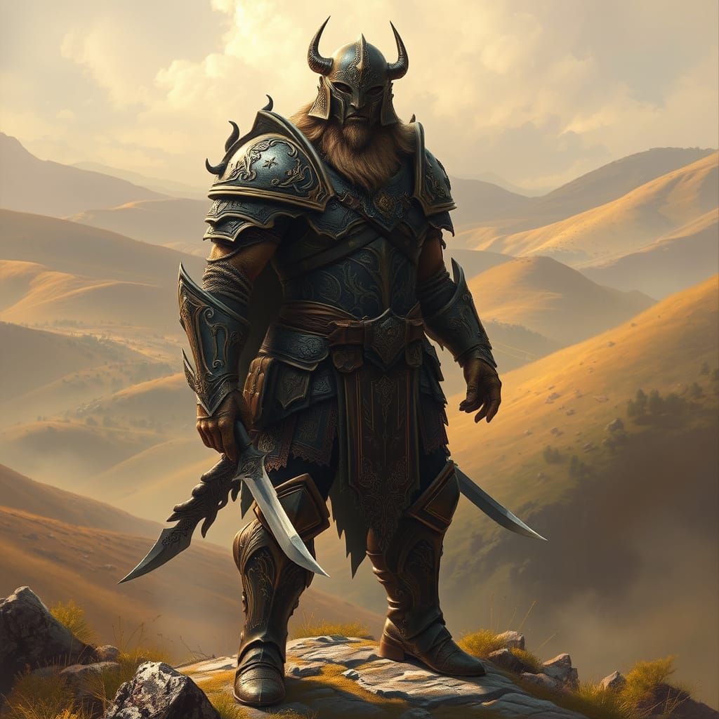 Majestic Warrior in Mystical Landscape