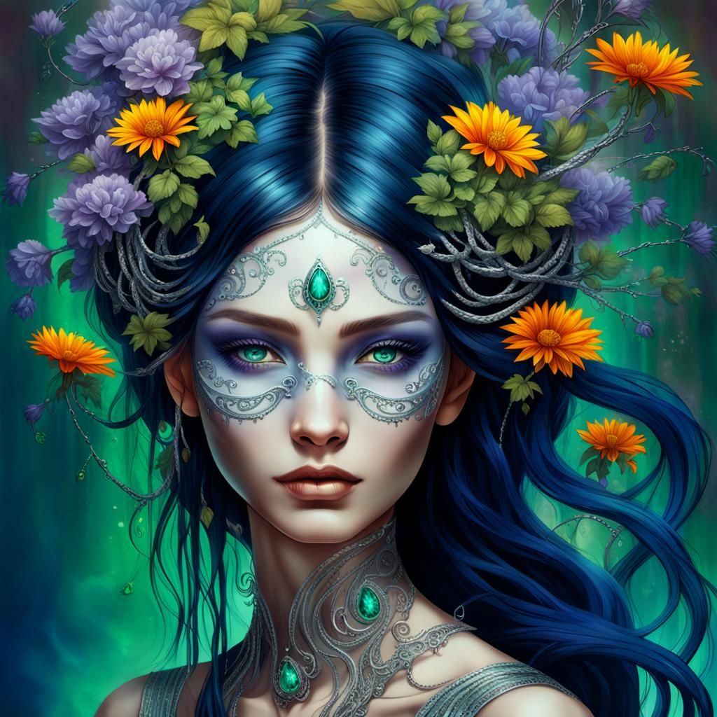 Mysterious Woman Portrait in Dark Fantasy Style