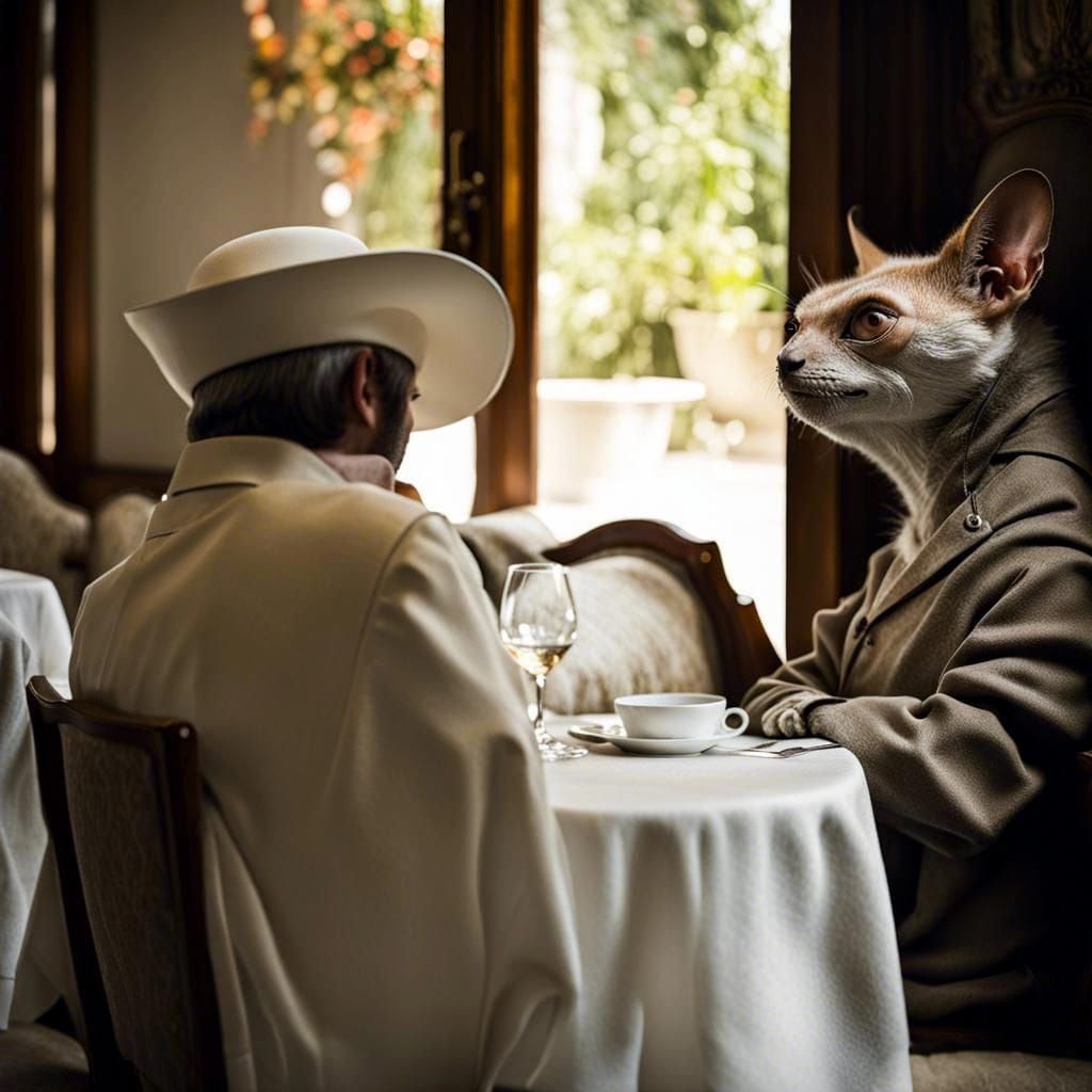 Surreal Alien Celebration in Restaurant, Magical Realism