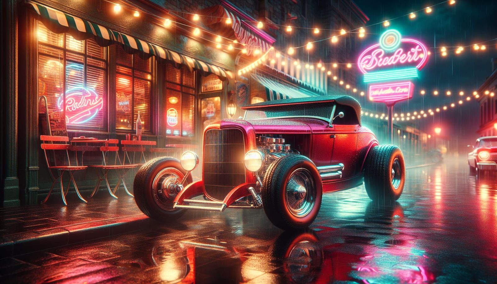 Cherry Red Hot Rod at Retro Diner