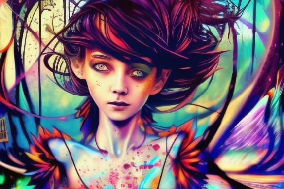 Fairy Beggar in Cardboard Box: 3D Digital Art